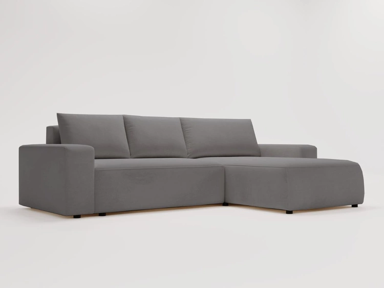 Ecksofa L-Form Rechts mit Schlaffunktion und Bettkasten Tazones Dunkelgrau
