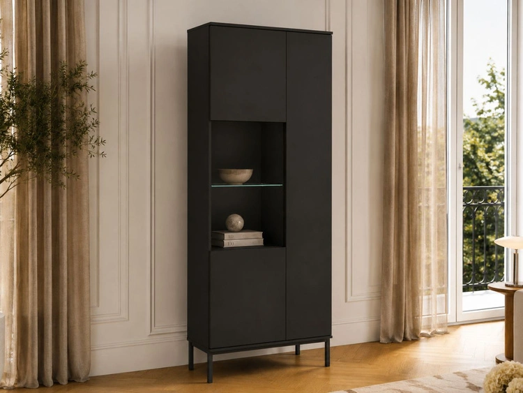 Vitrinenschrank Soroko Schwarz