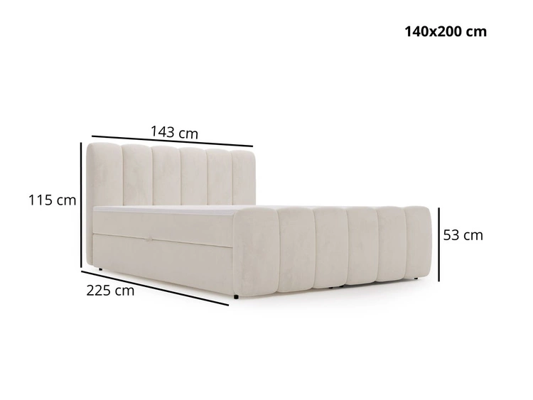 Boxspringbett mit Bettkasten 140x200 Cloud Beige