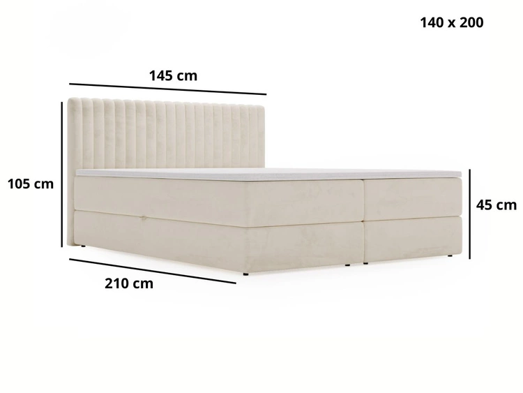 Boxspringbett mit Bettkasten 140x200 Marbella Hellgrau