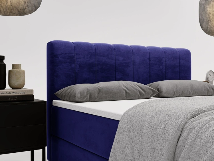 Boxspringbett mit Bettkasten 120x200 Forte Dunkelblau