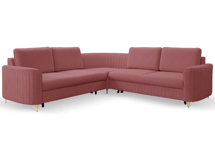 Ecksofa L-Form Rechts mit Schlaffunktion und Bettkasten Limon Rot