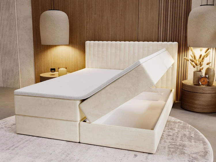 Boxspringbett mit Bettkasten 200x200 Marbella Beige