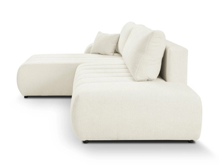 Ecksofa mit Schlaffunktion und Bettkasten Links Adoro Creme