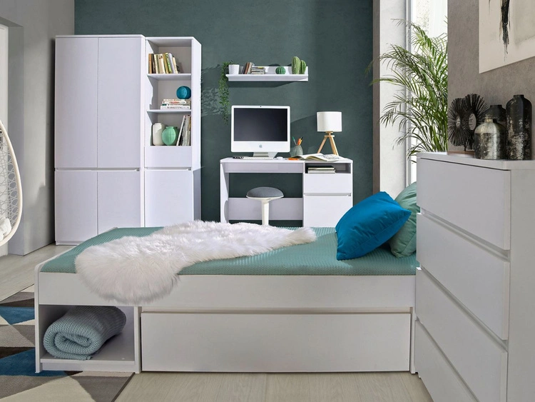 Kleiderschrank mit Drehtüren und Kleiderstange 80 Arcadia Weiß