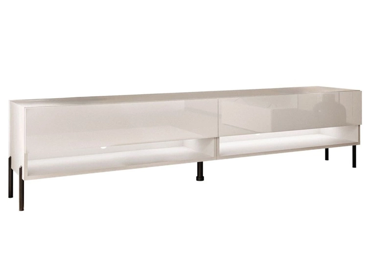 TV-Schrank für das Wohnzimmer 180 cm mit schwarzen Metallbeinen und LED-Beleuchtung Aurelie Kaschmir Hochglanz
