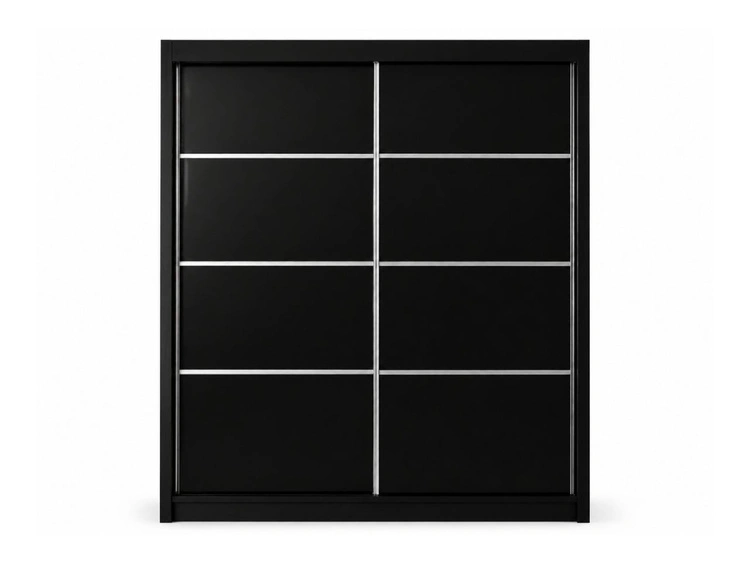 Schiebetürenschrank mit Sprossen 200 cm mit LED-Beleuchtung Ponti Schwarz
