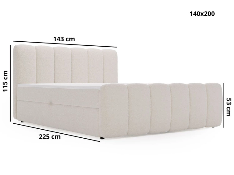 Boxspringbett mit Bettkasten 140x200 Bouclé-Stoff Cloud Schwarz