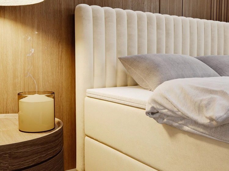Boxspringbett mit Bettkasten 180x200 Marbella Beige
