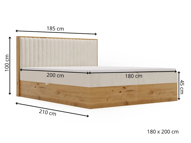 Boxspringbett mit Bettkasten 180x200 Forest Anthrazit