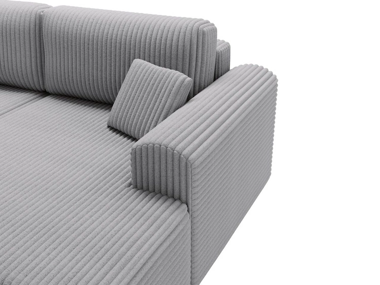 Ecksofa mit Schlaffunktion und Bettkasten Belvio rechts Hellgrau