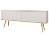 TV-Lowboard mit Türen 135 cm Diolo Weiß mit glatter Front auf goldenen Beinen