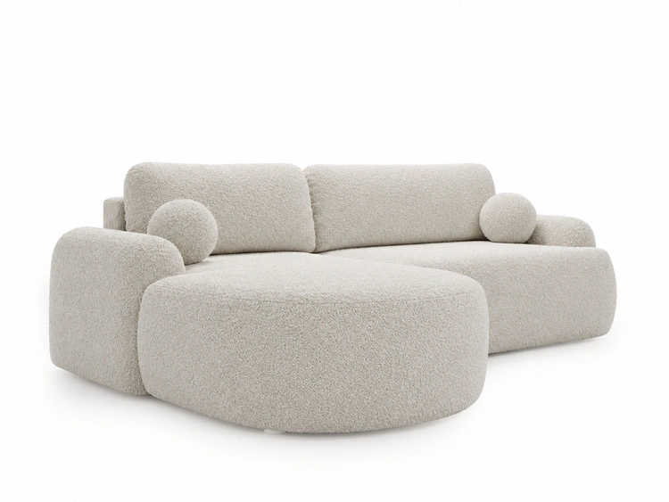Ecksofa L-Form Links mit Schlaffunktion und Bettkasten Aurio Weiß