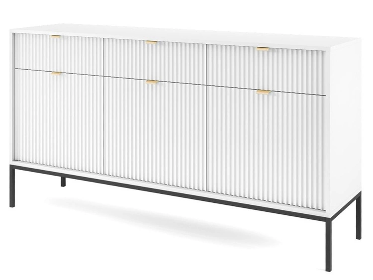 Kommode mit Türen und Schubladen Amber Weiß, Schwarz Frame