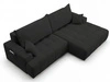 Ecksofa L-Form mit Schlaffunktion und Bettkasten Tulio Rechts Schwarz