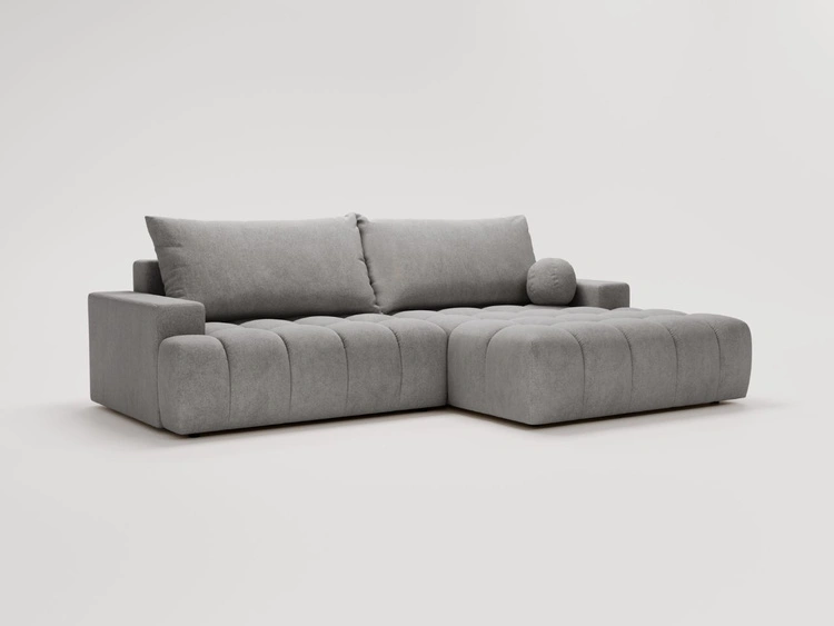Ecksofa L-Form mit Schlaffunktion und Bettkasten Havi Rechts Grau
