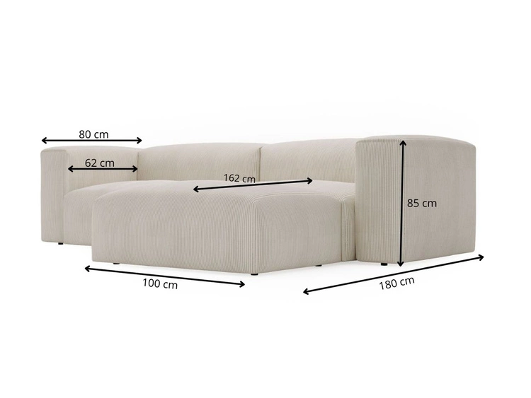 Ecksofa L-Form Rechts Moderne Cord Ecksofa Landi Grün