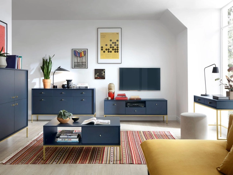 Türkommode mit Golden Metallbeinen Amor Marineblau