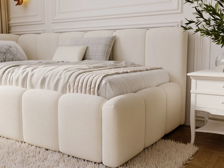 Jugendbett Einzelbett mit Bettkasten und Lattenrost 90x200 Cloud One Beige