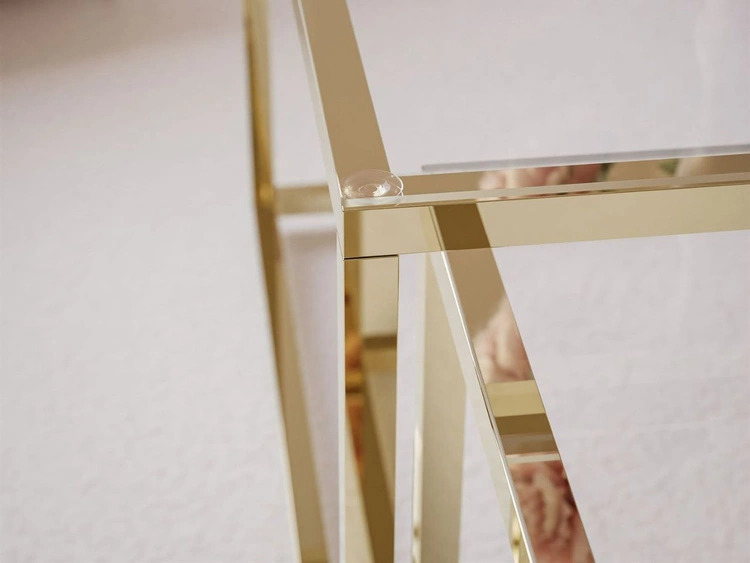 Couchtisch auf goldenem Gestell und transparenter Glasplatte Asumi 35x41