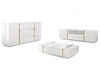 Wohnzimmer-Set im Glamour-Stil Lunelie Weiß Hochglanz