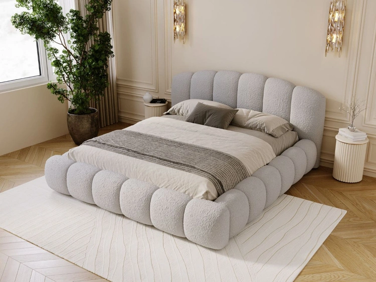Polsterbett mit Stauraum und Lattenrost 200x200 Cloud Soft Grau