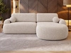 Ecksofa L-Form Rechts mit Schlaffunktion und Bettkasten Aurio Creme