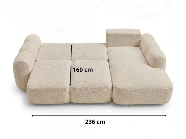 Ecksofa L-Form mit Schlaffunktion und Bettkasten Avelin Links Grau