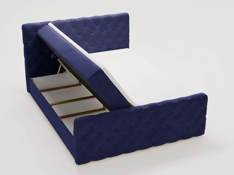 Boxspringbett mit Bettkasten 120x200 Lunaris Blau