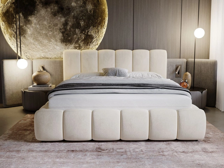 Polsterbett Ohne Bettkasten mit Lattenrost 120x200 Cloud Beige