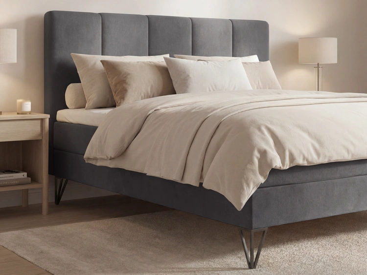 Boxspringbett mit Bettkasten 160x200 Vendi grau