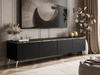TV-Lowboard viertürig im Glamour-Stil mit LED-Beleuchtung Celle, schwarz matt