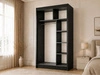 Schiebetürenschrank mit Sprossen 120 cm mit LED-Beleuchtung Ponti Schwarz