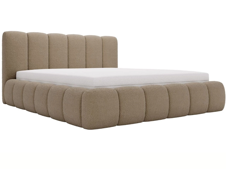 Polsterbett mit Bettkasten und Lattenrost 120x200 Cloud Bouclé-Stoff Braun