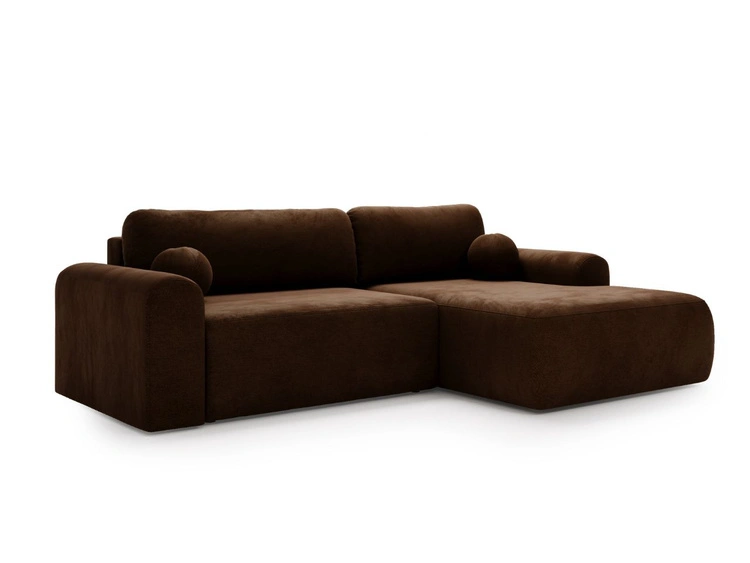 Ecksofa L-Form mit Schlaffunktion und Bettkasten Savana Rechts Braun