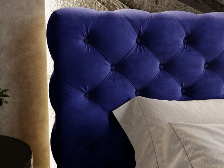 Polsterbett mit Bettkasten und Lattenrost 200x200 Apollo Blau