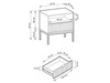 Nachtschrank mit Schublade Amber Grau, Gold Frame