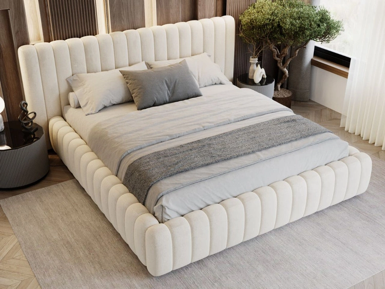 Polsterbett mit Bettkasten und Lattenrost 140x200 Bliss Beige
