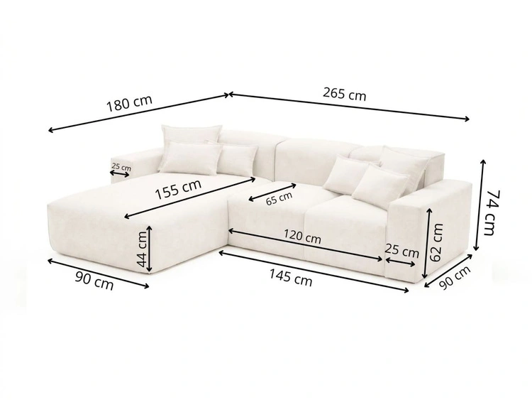 Ecksofa L-Form Rechts Moderne Ecksofa Leni Creme
