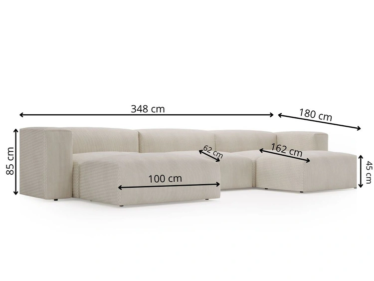 Wohnlandschaft Universell Moderne Cord Ecksofa Landi Grau