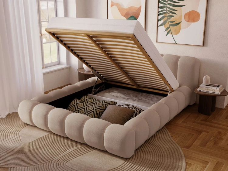 Polsterbett mit Bettkasten und Lattenrost 120x200 Doria Beige