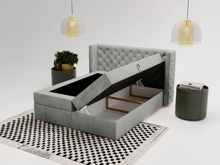 Boxspringbett mit Bettkasten 160x200 Lion Grau