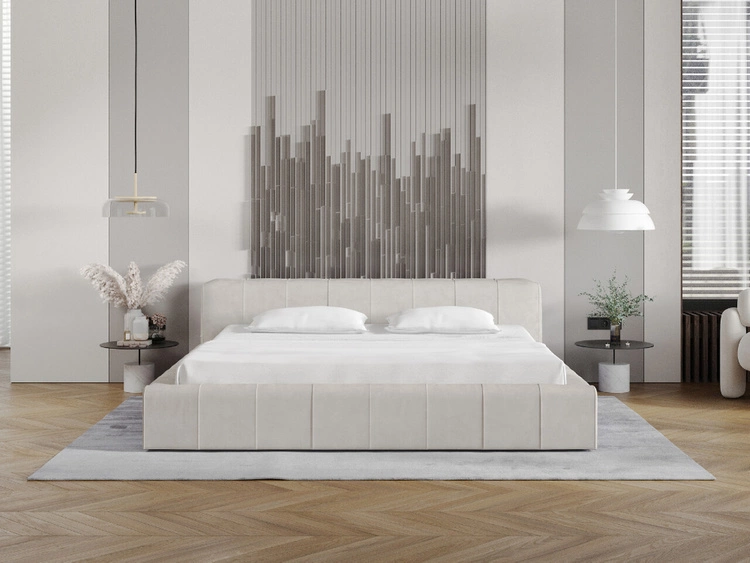 Polsterbett mit Bettkasten und Lattenrost 140x200 Lipari Beige