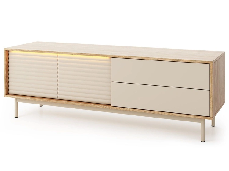 TV-Lowboard mit Schubladen Rapallo Kaschmir, Eiche geölt