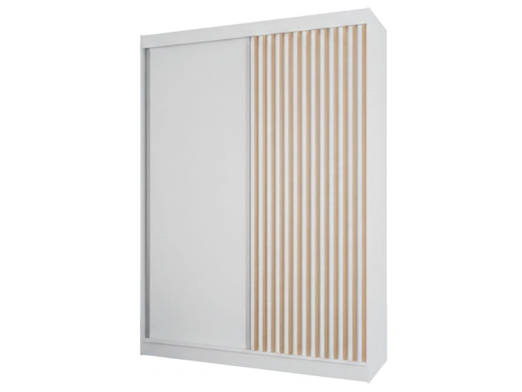 Schiebetürenschrank mit Lamellen 150 cm Loreto Weiß