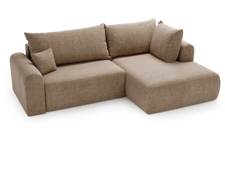 Ecksofa L-Form mit Schlaffunktion und Bettkasten Savana Bis Dunkelbeige