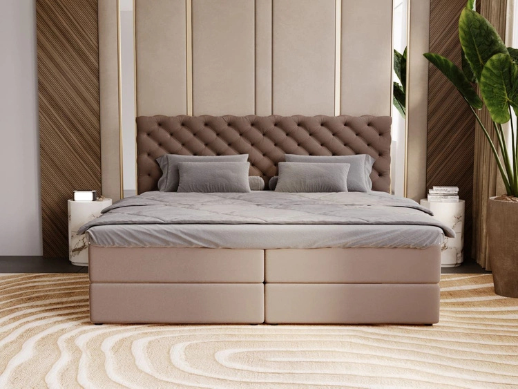 Boxspringbett mit Bettkasten 200x200 Bergamo Braun