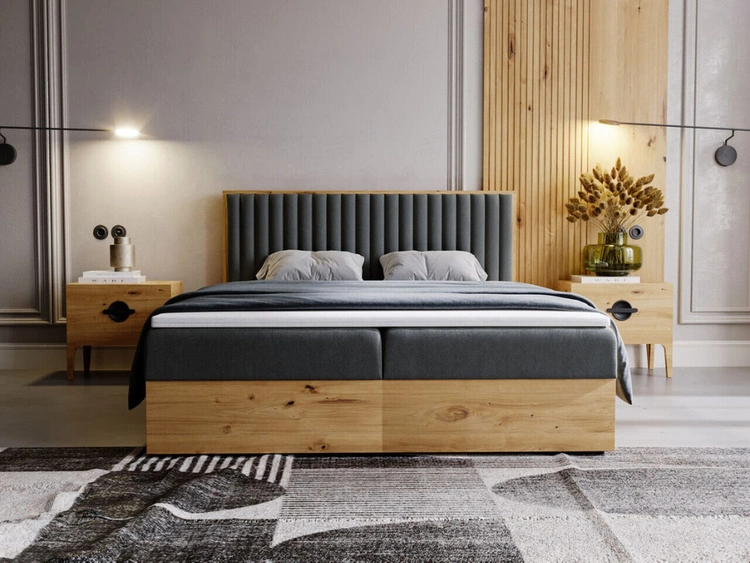 Boxspringbett mit Bettkasten 160x200 Forest Dunkelgrau
