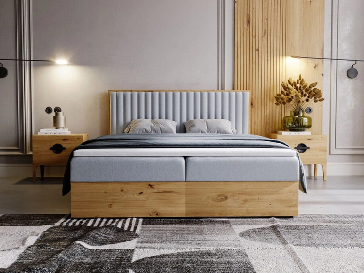 Boxspringbett mit Bettkasten 160x200 Forest Hellgrau