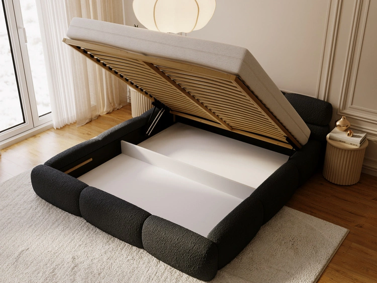 Polsterbett mit Bettkasten und Bettrost 120x200 Sweet Low Schwarz
